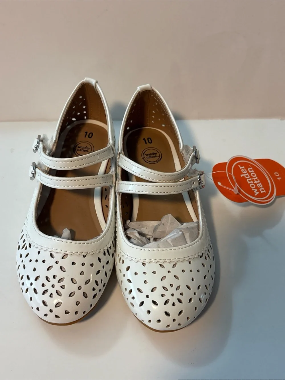 wonder nation girls double strap dress shoe with block heel sz 10 New